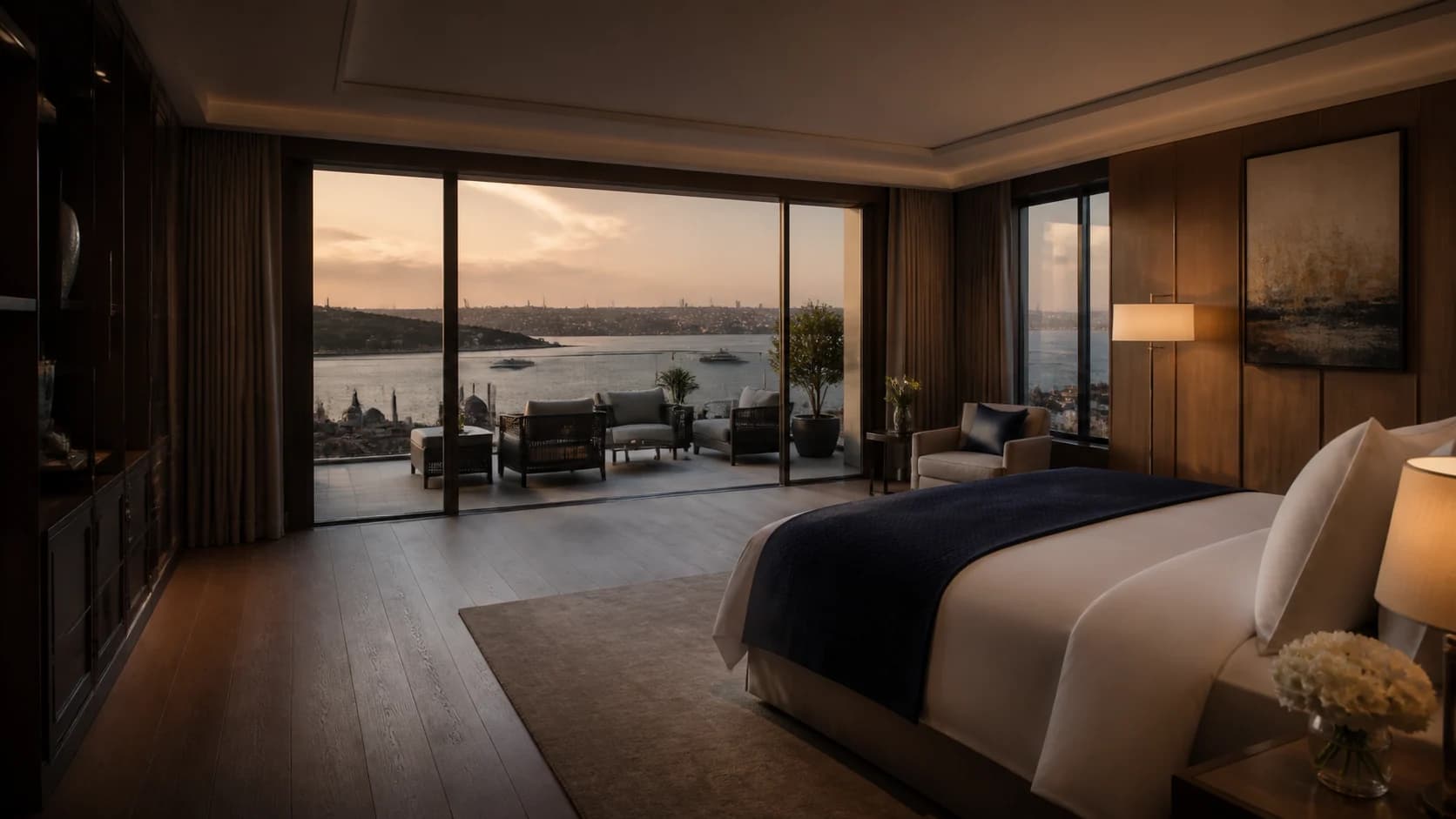 Suite d'hôtel premium avec terrasse et vue sur le Bosphore à Istanbul